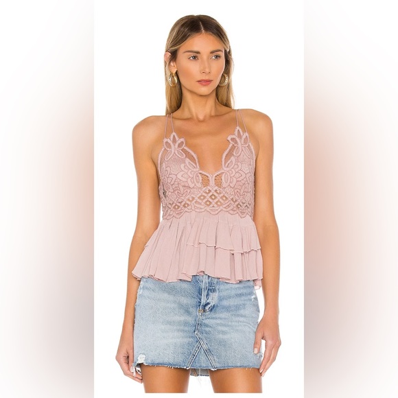 Free People Tops - Free People Adella Dusty Mauve Lace Cami Top Size L